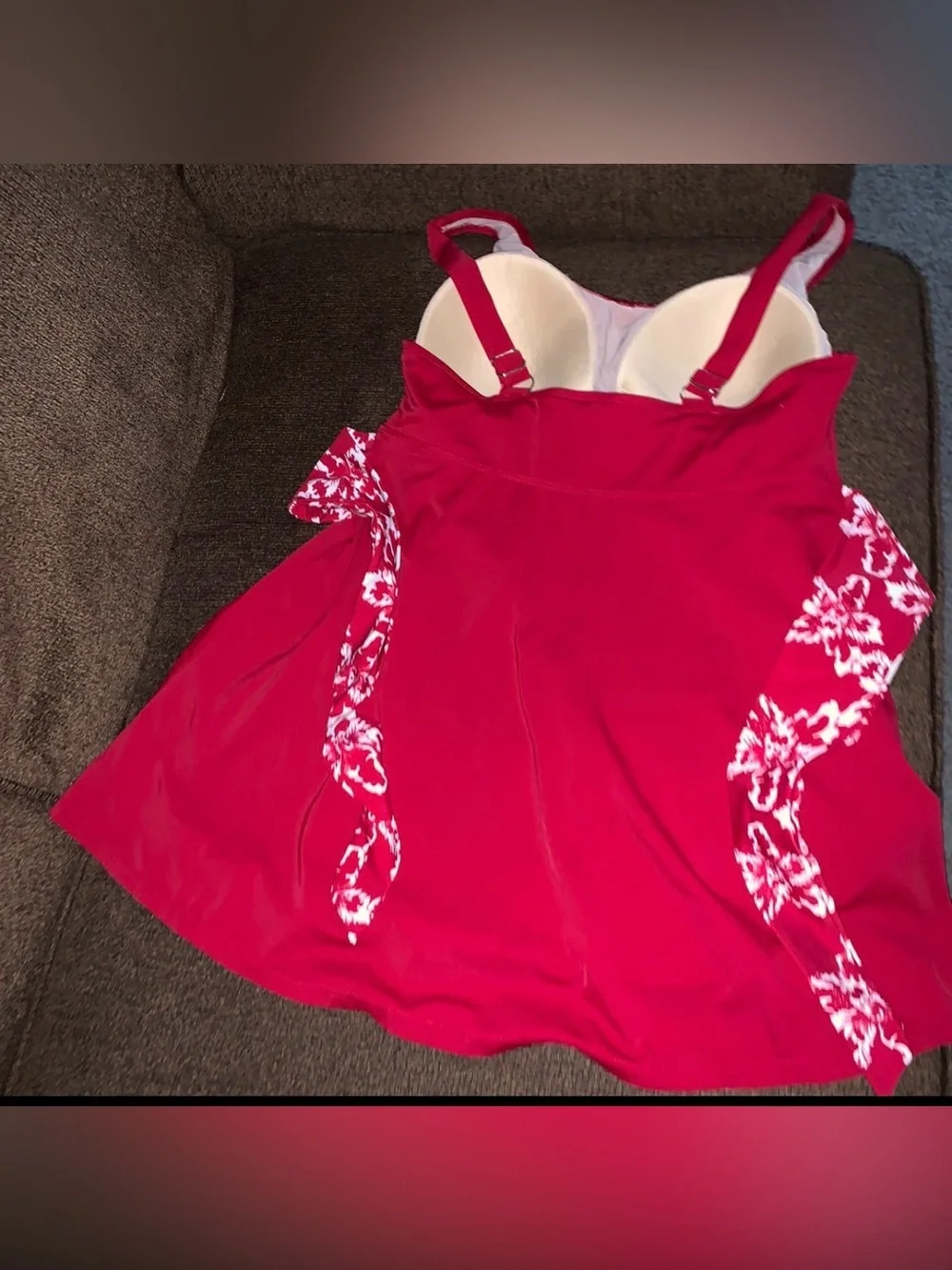 ellos Red Swimdress with Floral Waist Tie